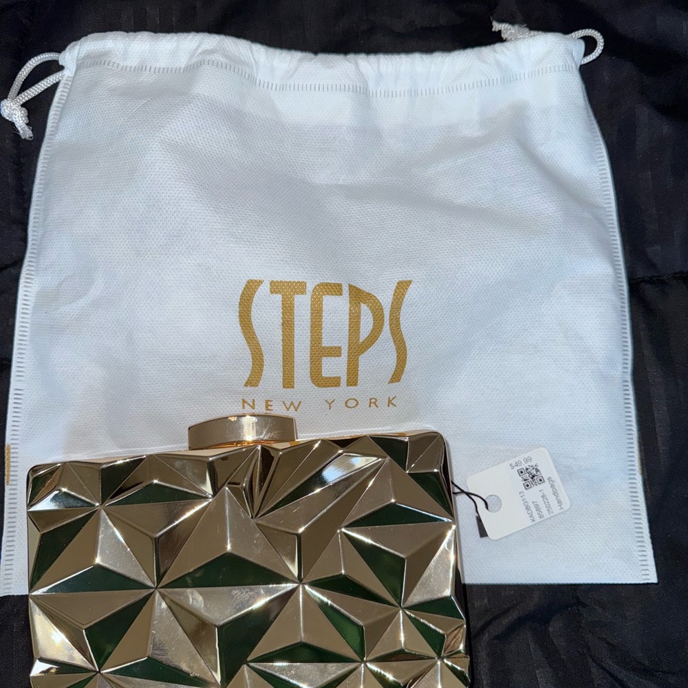 NY Collection Gold and Black Geometric Clutch